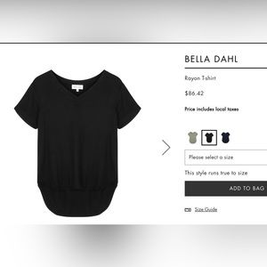 Bella Dahl V-Neck Tee in Vintage Black Short Sleeve